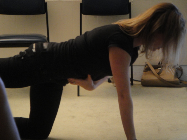 Natalia demonstrating an exercise